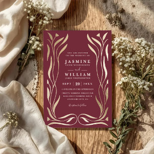 Invitación Boda de código QR floral elegante de lujo boho viñ