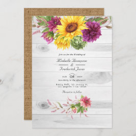 Invitación Boda de código QR floral floral de ciruela de sol 