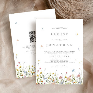 Invitación Boda de código QR floral floral del jardín de flor