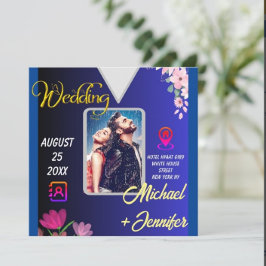 Invitación Boda de código QR floral floral Minimalista modern