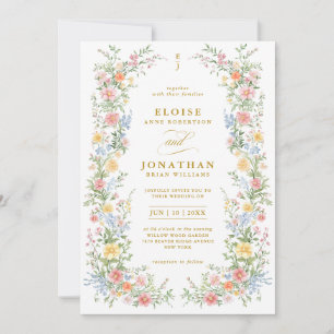 Invitación Boda de código QR floral ornamental pastel suave d