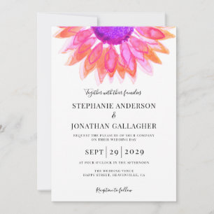 Invitación Boda de código QR floral rosa moderno