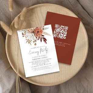 Invitación Boda de código QR Florals Fiesta de noche