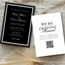 Boda de código QR formal minimalista elegante negr