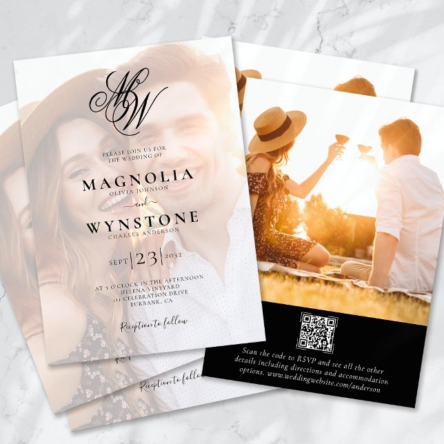 Invitación Boda de código QR fotográfico monograma (Subido por el creador)