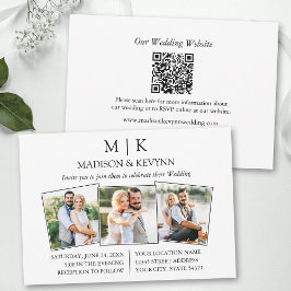 Invitación Boda de código QR fotográfico Monograma 3 minimali