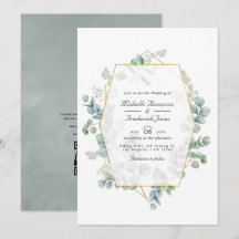Boda de código QR geométrico de eucalipto Sage Pla