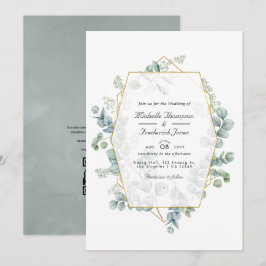Invitación Boda de código QR geométrico de eucalipto Sage Pla