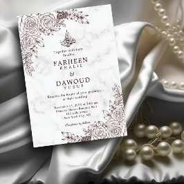Invitación Boda de código QR islámico de encaje floral de már
