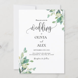 Invitación Boda de código QR manuscrito de eucalipto simple