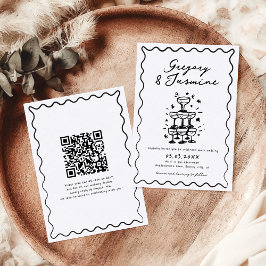 Invitación Boda de código QR manuscrito dibujado a mano