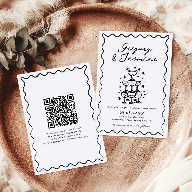 Invitación Boda de código QR manuscrito dibujado a mano (Subido por el creador)