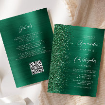 Boda de código QR Metalizado cepillado verde de la