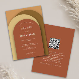 Invitación Boda de código QR moderno de Terracota minimalista