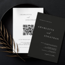 Boda de código QR moderno Minimalista negro