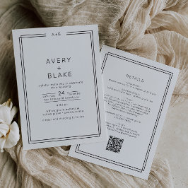 Invitación BODA de código QR monocromo Minimalista AVERY