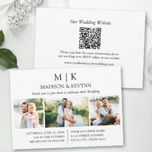 Invitación Boda de código QR Monograma minimalista 3 Foto