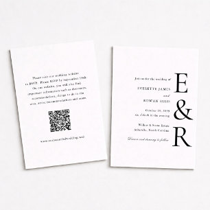 Invitación Boda de Código QR Monograma Minimalista Moderno y