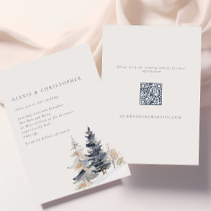 Invitación Boda de código QR para árboles de invierno con nie