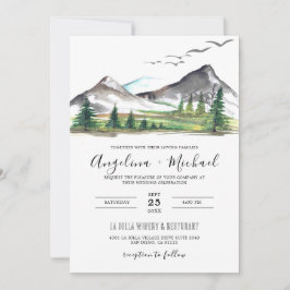Invitación Boda de código QR para bosques de bosques de monta