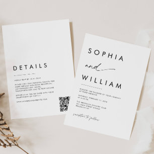 Invitación Boda de código QR para detalles de escritura Minim