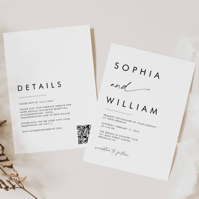 Invitación Boda de código QR para detalles de escritura Minim (Subido por el creador)