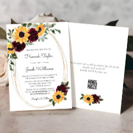 Invitación Boda de código QR para girasol y Rosas rusos