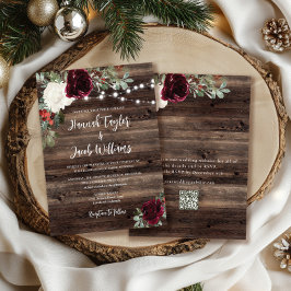 Invitación Boda de código QR para Navidades de madera Rusa