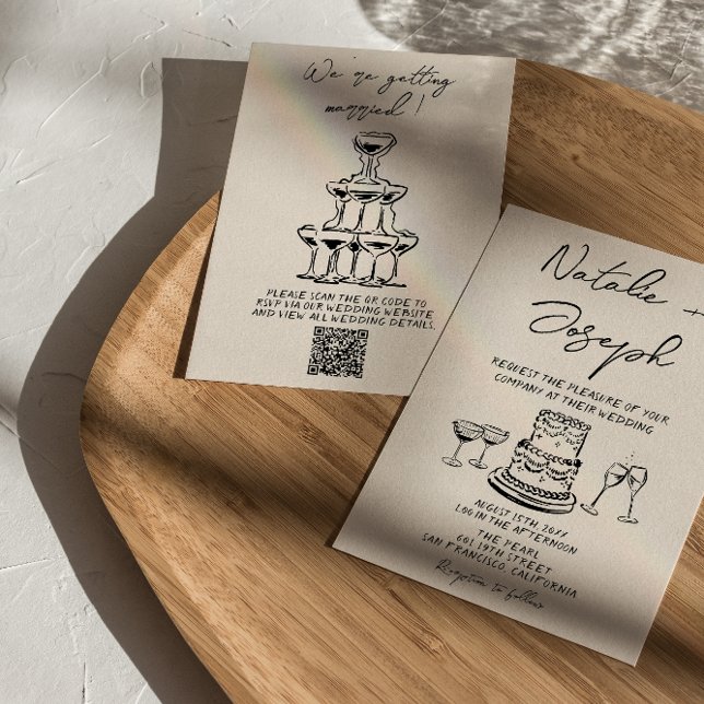 Invitación Boda de código QR para tarta escrita dibujada a ma (Subido por el creador)