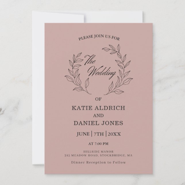 Invitación Boda de código QR púrpura de hojas clásicas Lilac (Anverso)