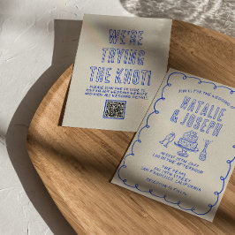 Invitación Boda de código QR Quirky con escrúpulos escritos a