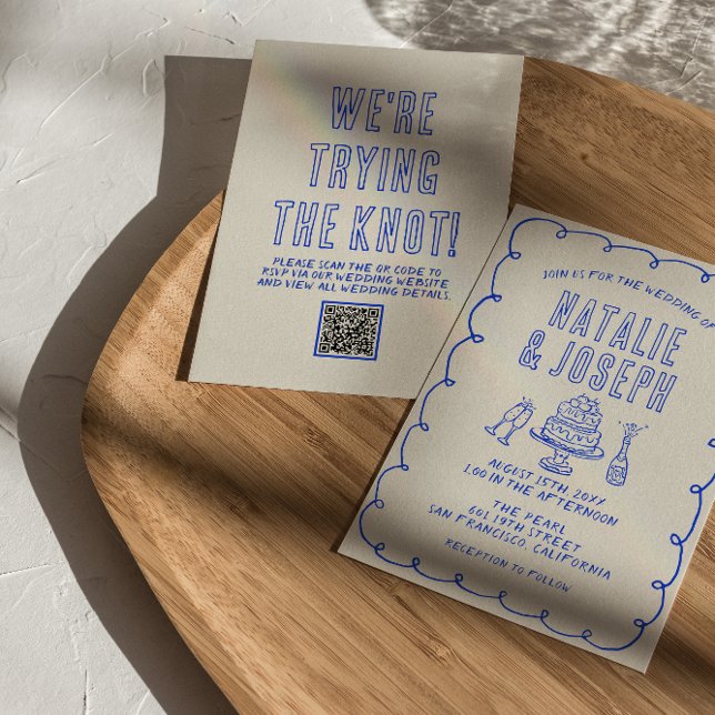 Invitación Boda de código QR Quirky con escrúpulos escritos a (Subido por el creador)