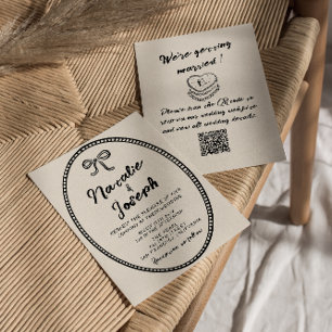 Invitación Boda de código QR Quirky exclusivo de la vendimia 