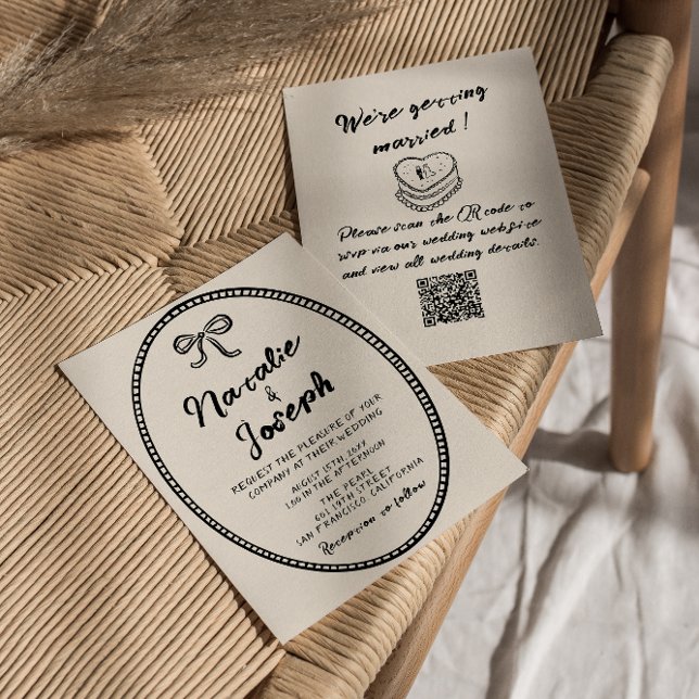 Invitación Boda de código QR Quirky exclusivo de la vendimia  (Subido por el creador)