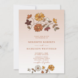 Invitación Boda de código QR retro floral caprichoso