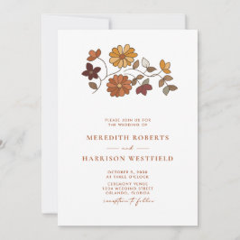 Invitación Boda de código QR retro floral caprichoso
