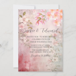 Invitación Boda de código QR romántico floral rosa