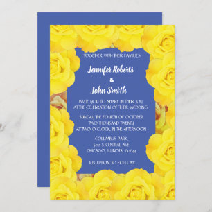 Invitación Boda de código QR Rosa de color amarillo azul flor