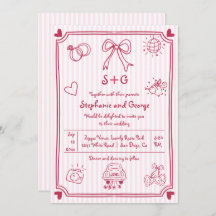 Boda de código QR rosa de garrapato dibujado a man