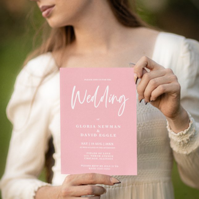 Invitación Boda de código QR rosa de Rubor moderno minimalist (Subido por el creador)