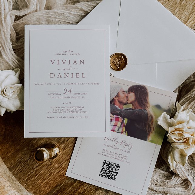 Invitación Boda de código QR Rosa minimalista (Subido por el creador)
