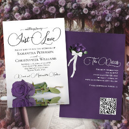 Invitación Boda de código QR Rosa púrpura