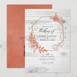 Invitación Boda de código QR RSVP de acuarela rústica terraco