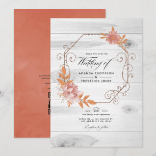Invitación Boda de código QR RSVP de acuarela rústica terraco