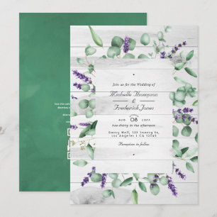 Invitación Boda de código QR RSVP de vegetación de lavanda de