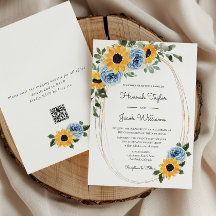 Boda de código QR Rústico azul giratorio de giraso