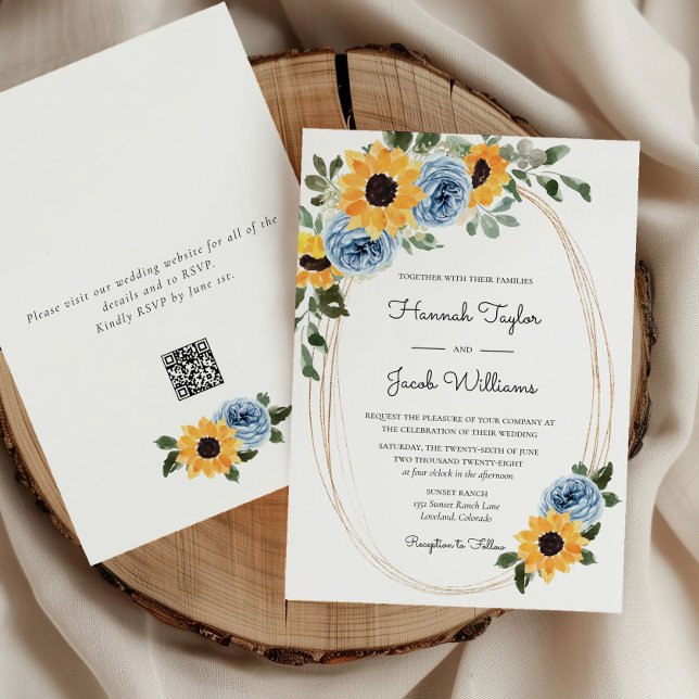 Invitación Boda de código QR Rústico azul giratorio de giraso (Subido por el creador)
