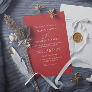 Invitación Boda de código QR simple en blanco y negro con pre