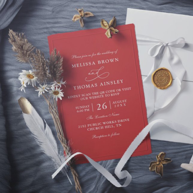 Invitación Boda de código QR simple en blanco y negro con pre (Subido por el creador)