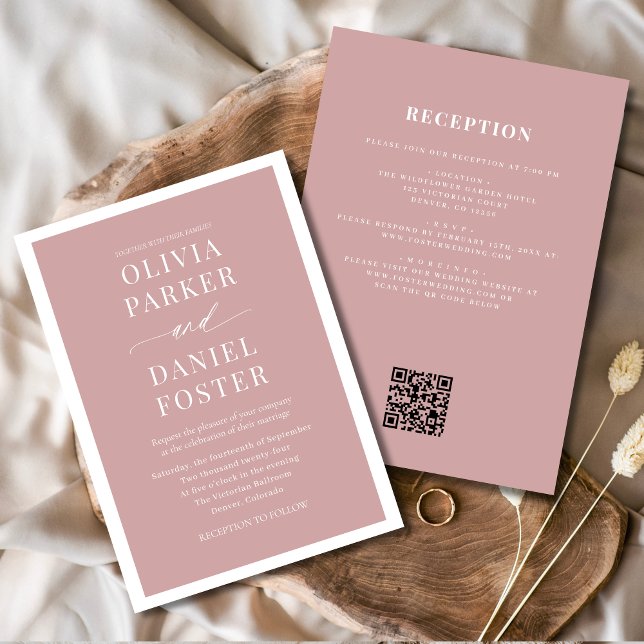 Invitación Boda de código QR todo en un Rosa rosado (Subido por el creador)